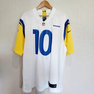 NFL Nike Rams Kupp #10 Jersey White w/Yellow Sleeves Blue Print